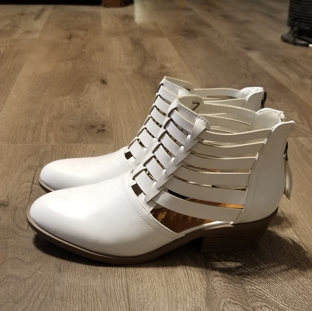 Women's white booties